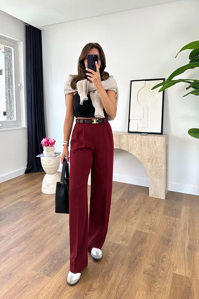 BİRCANÇİL Mary Burgundy Palazzo Trousers