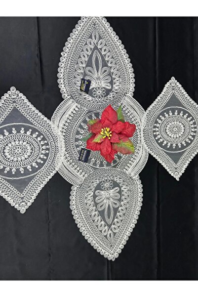 NİVEMESHOME SET PREZENTATOR 3 BUCĂȚI TRICOTAT ALB (RUNNER + SUPLA 2 BUC.)