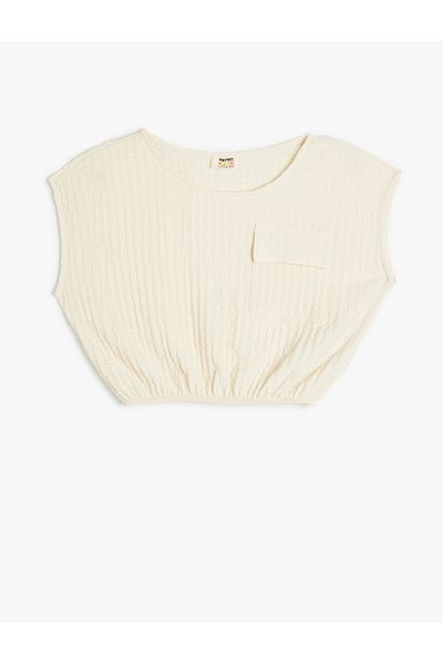 Koton Textured Sleeveless Crop Blouse - Elastic Waist