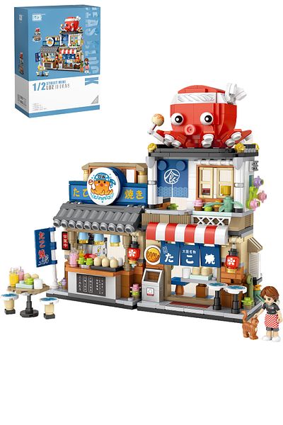 Vagonlife Loz Street Mini Octopus Shop - Lz1218, 722 Piece Toy Building Set