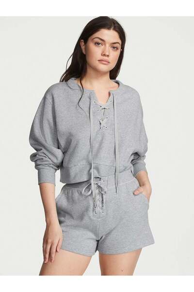 Victoria's Secret Bisiklet Yaka Bağlama Detaylı Pamuklu Sweatshirt