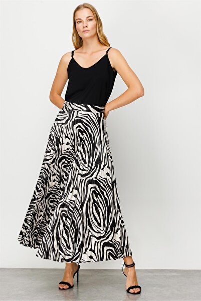 Moda İlgi Modailgi  Maxi Boy Plisoley Emprime Etek Orijinal