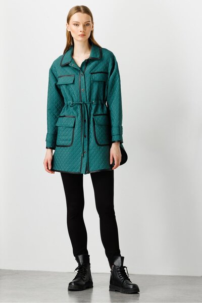 Moda İlgi Modailgi Çıtçıt Kapamalı Kapitone Mont Yeşil