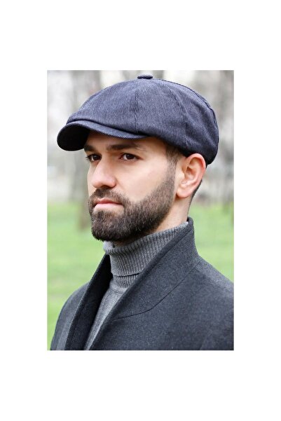 Bay Şapkacı Erkek Peaky Blinders İngiliz Driver Kasket Çizgili Lacivert 7404