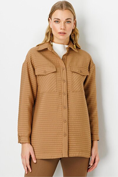 Moda İlgi Modailgi Oversize Kapitone Tunik Camel