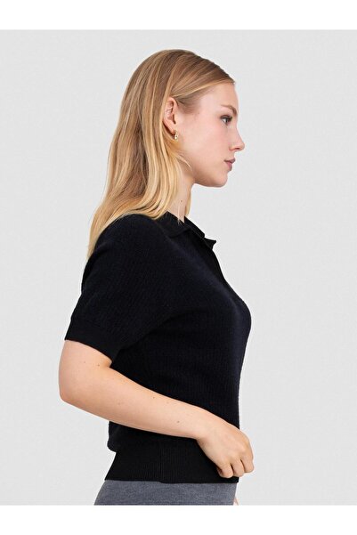 Serianno Organik Pamuk Karışımlı İnce Tüylü Kazak KZK8448SIYAH