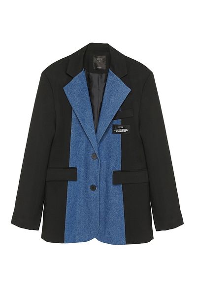 Quzu Džínová bunda s detailním sakem, černá