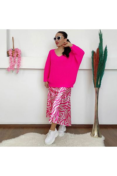 Altı Üstü Butik Pulover tricotat cu maneca liliac