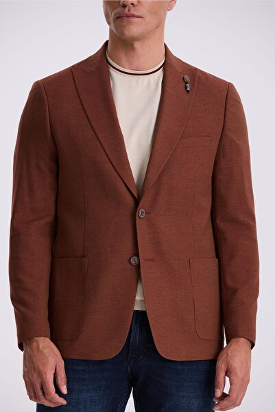 Jakamen Red Classic Molded Swallow Collar Bag Pocket Jacket