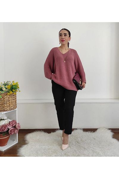Altı Üstü Butik Pulover tricotat cu maneca liliac