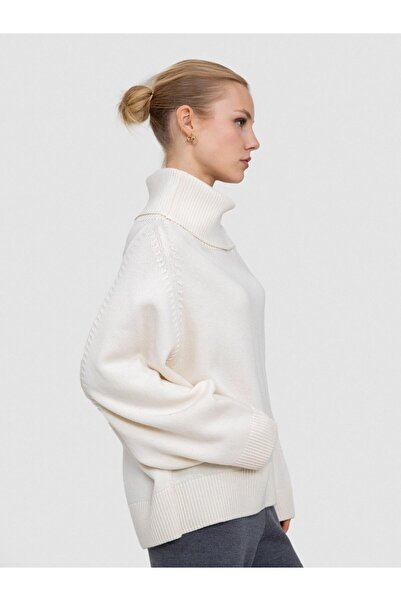 Serianno Kaşmir ve Yün Karışımlı Şal Yaka Kazak KZK8216KEMIK