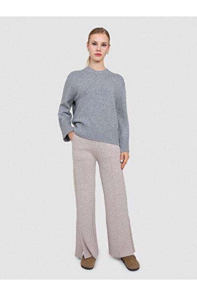 Serianno Kaşmir ve Yün Karışımlı Bisiklet Yaka Kazak KZK7802GRI