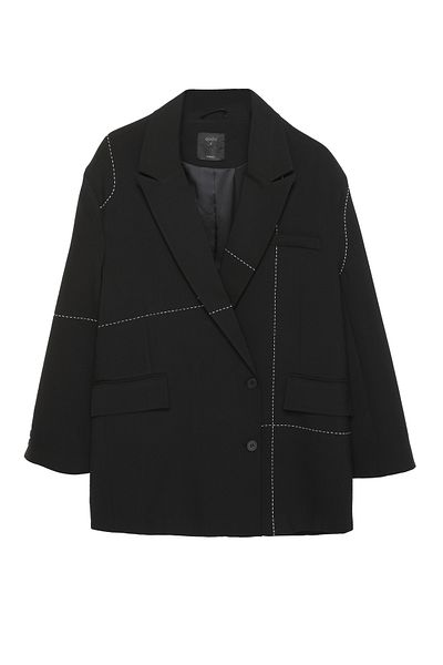 Quzu Oversize sako s černým prošíváním