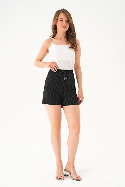 Rays 6928A Bağcık Detay Şort Siyah