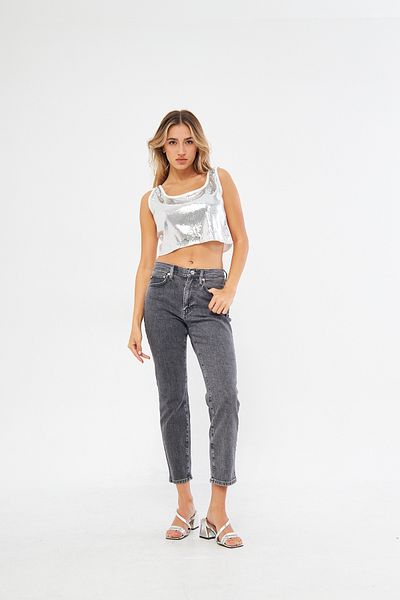Kutaf Black Vintage Wash High Waist Slim Fit Jeans