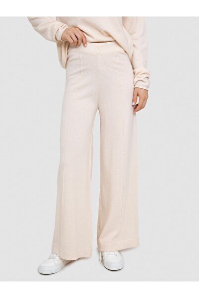 Serianno Kaşmir Karışımlı Şerit Dikişli Bol Paça Pantolon Pnt7324açık Bej