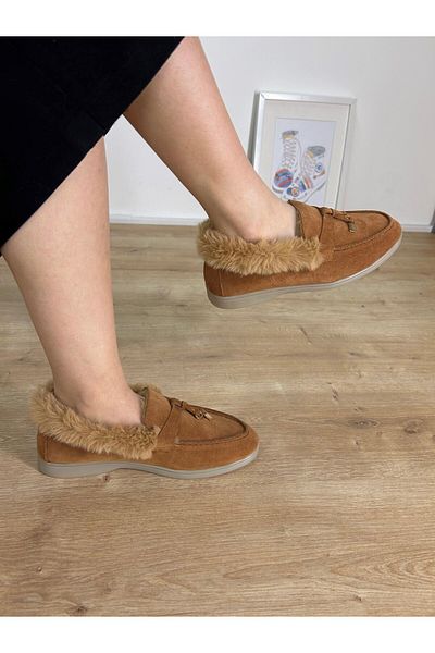 Seniorah Suede Women's Ballerinas - Lore Tan Lace Detailed