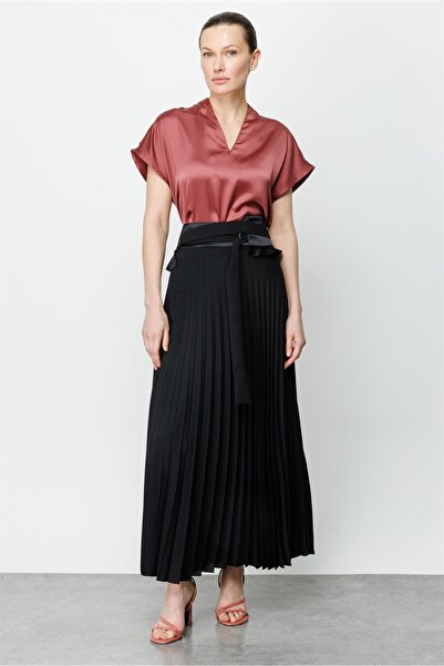 Moda İlgi Modailgi Korsajlı Plisoley Etek Siyah