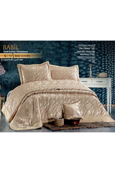 Güzide Klasik Çift Kişilik Yatak Örtüsü Babil Gold