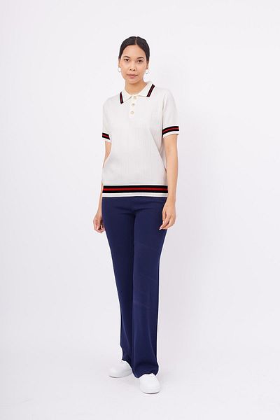 Peraluna Styleboom X Lıza Blouse Polo Collar Women's Knitwear Blouse - Ecru