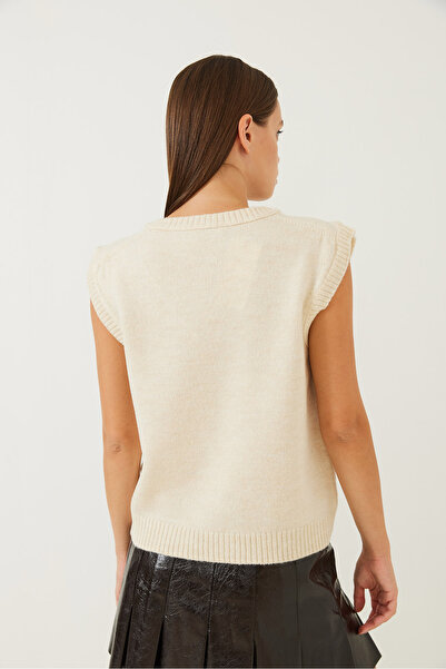 Bianco Lucci Dámský pletený svetr s výstřihem do V 20246252