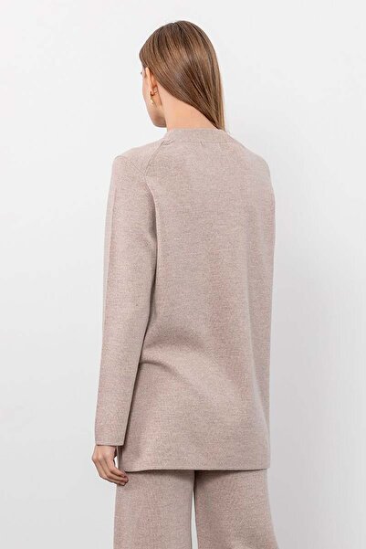 Serianno %100 Yün Yırtmaç Detaylı Bisiklet Yaka Kazak