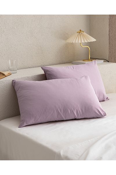 Madame Coco Manon 100% Cotton Ranforce Plain Σετ 2 Μαξιλαροθήκες - Ανοιχτό δαμάσκηνο