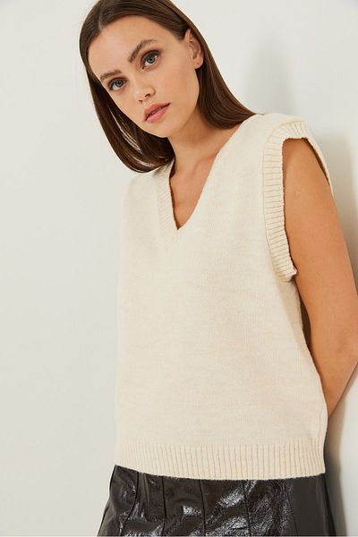 Bianco Lucci Women's V-Neck Knitwear Sweater 20246252