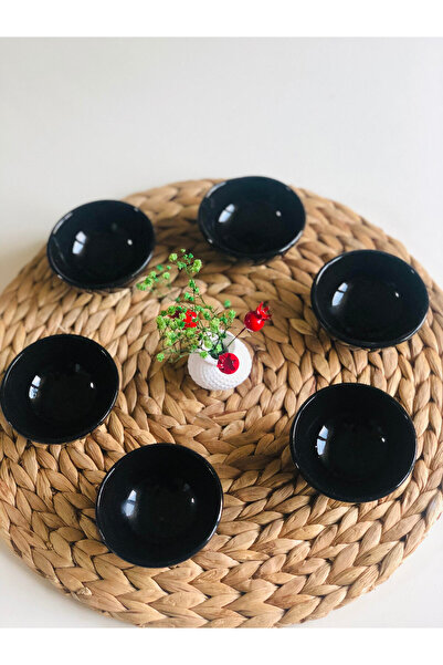 Den Tasarım Hediyelik Black Ceramic Snack Bowl, Turkish Delight Bowl, Sauce Bowl