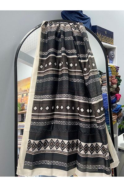 AMİNENESİL Aminenesil Moda Cashmere Μαλακό Βαμβακερό Σάλι Μαύρο Μπεζ Καφέ Χρώμα