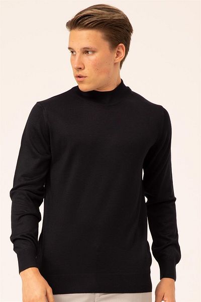 SÜVARİ Cavalry Wool Acrylic Plain Half Fisherman Navy Blue Men's Knitwear