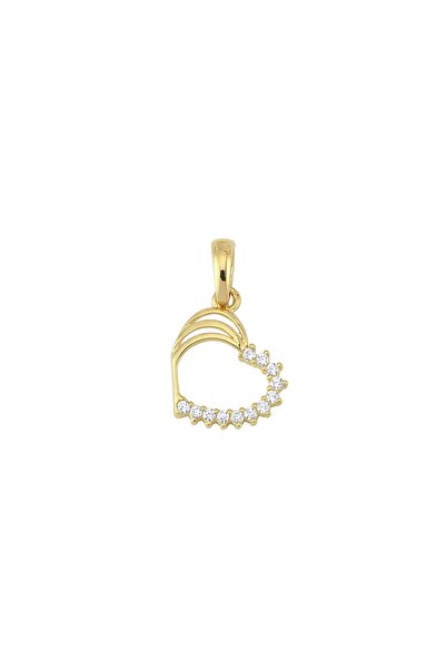 GOLDKUPE 14 Ayar Taşlı Kalp Altın Kolye Ucu 0,57 gr