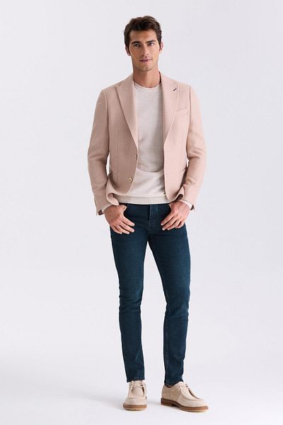 Jakamen Καλοκαιρινό αθλητικό μπουφάν μπεζ Slim Fit με μυτερό γιακά