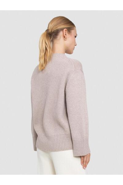 Serianno Kaşmir ve Yün Karışımlı Bisiklet Yaka Kazak KZK7802BEJ