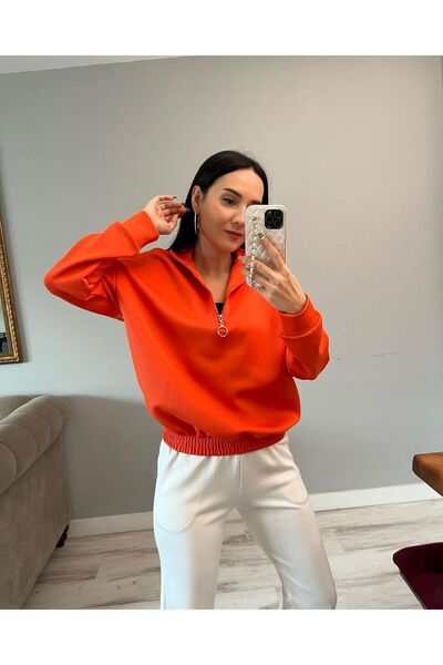 Sublime Butik Γυναικείο φούτερ Scuba Half Zipper Oversize