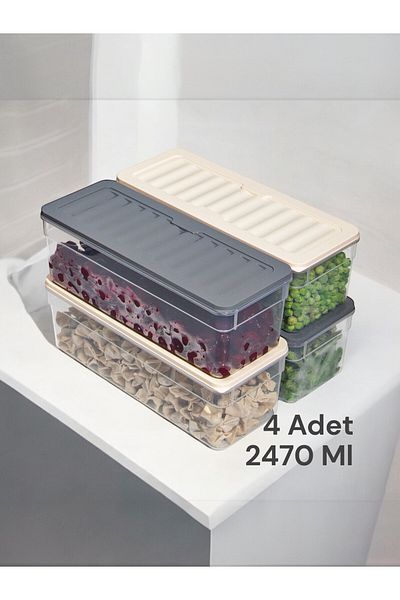 Nesto Home Set of 4 Colorful 2470 ml Deep Refrigerator - Organizer Freezer and Microwave Storage Set