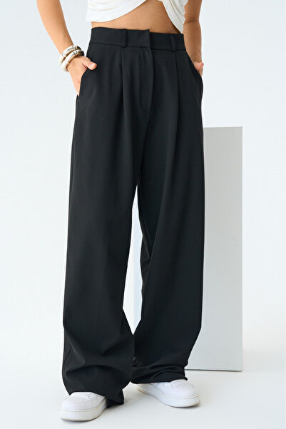 LOOSH Kadın Siyah Yüksek Bel Palazzo Pantolon