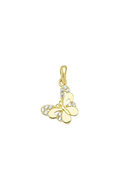 GOLDKUPE 14 Ayar Kelebek Taşlı Altın Kolye Ucu 0,61 gr
