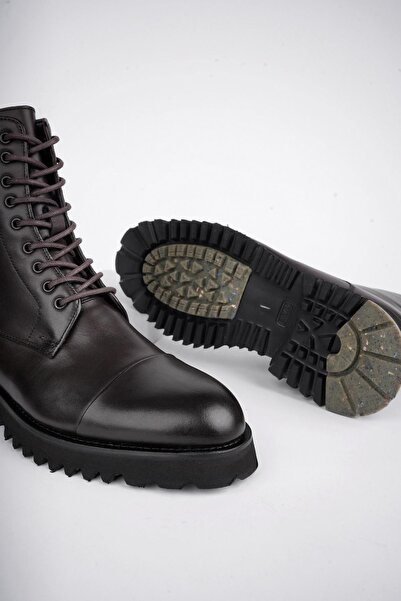 MUGGO Hernandez Garantili Bağcıklı Fermuarlı Hakiki Deri Kaymaz Taban Erkek Postal Bot