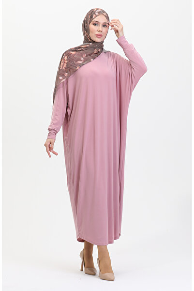 sefamerve Yarasa Kol Salaş Elbise 2000-21 Pudra