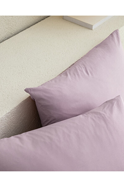 Madame Coco Manon 100% Cotton Ranforce Plain Set of 2 Pillowcases - Light Plum