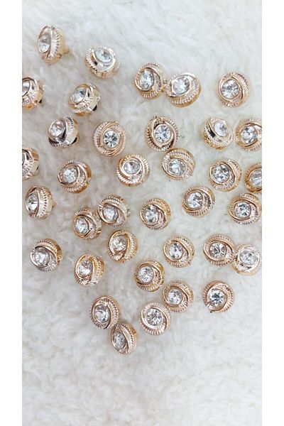BİGÜMEX 12mm Metallized Rhinestone Button - 20 Pieces (1410)