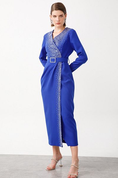 Moda İlgi Modailgi Stone Detailed Long Dress Saks
