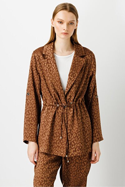 Moda İlgi Modailgi Mono Yaka Beli Büzgülü Tunik Kahve