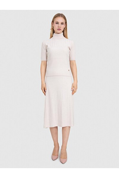 Serianno %100 Organik Yün Fitilli Yüksek Yaka Kazak KZK8678TAS