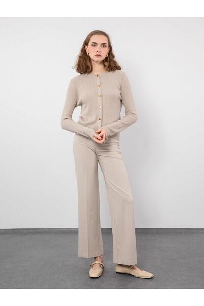 Serianno Örgü Oyunlu Düğme Detaylı Hırka Hrk9174bej