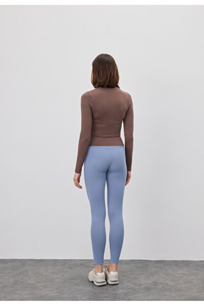 TUBİA Γυναικείο μακρυμάνικο μπλουζάκι καφέ με λαιμόκοψη