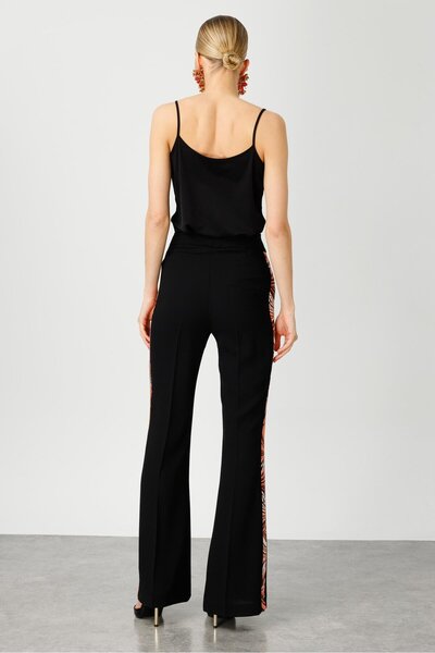 Moda İlgi Modailgi Patterned Side Striped Trousers - 7560 Orange