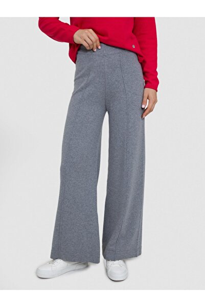 Serianno Kaşmir Karışımlı Şerit Dikişli Bol Paça Pantolon Pnt7324grı