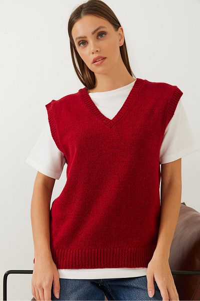 Bianco Lucci Women's V-Neck Knitwear Sweater 20246252